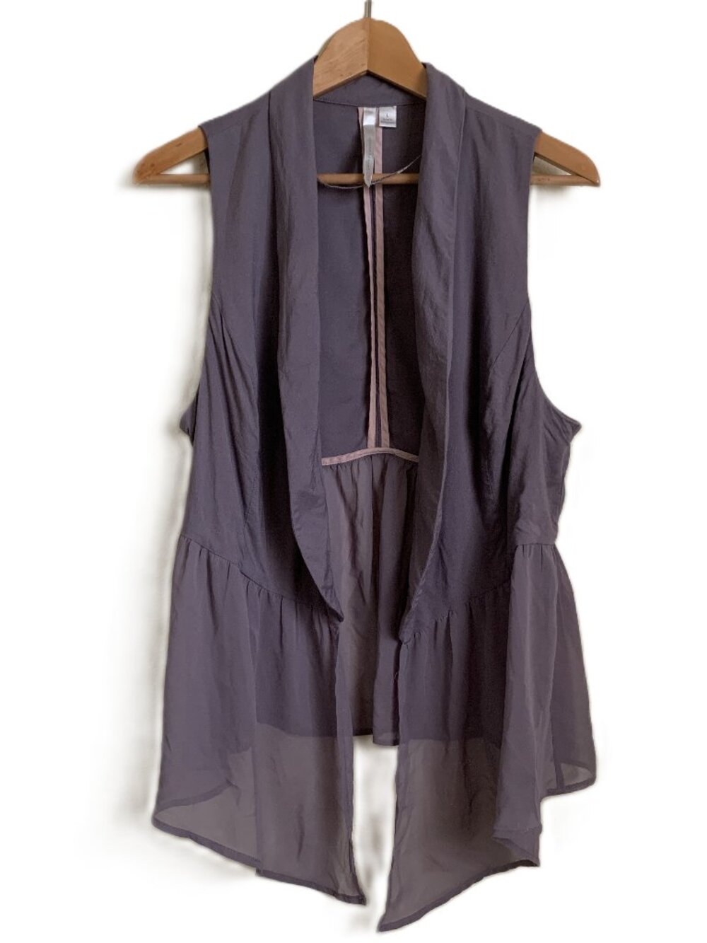 Vintage Lauren Conrad Gray Sleeveless Chiffon Vest Size L